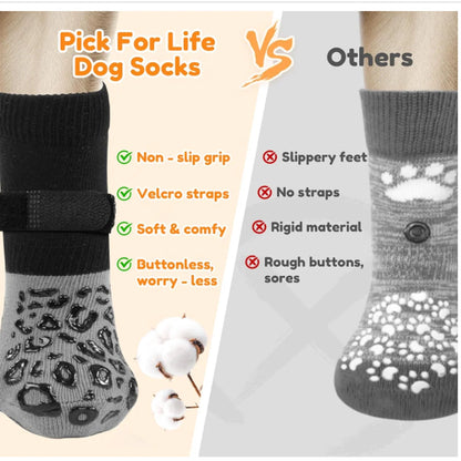 4 Pcs Waterproof Anti-Slip Dog Socks, Suitable for Dogs & Cats Indoor Outdoor Wear Designed for Don'T like Shoes and Older Pets