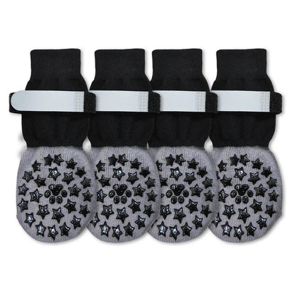 4 Pcs Waterproof Anti-Slip Dog Socks, Suitable for Dogs & Cats Indoor Outdoor Wear Designed for Don'T like Shoes and Older Pets