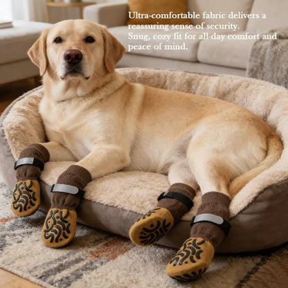 4 Pcs Waterproof Anti-Slip Dog Socks, Suitable for Dogs & Cats Indoor Outdoor Wear Designed for Don'T like Shoes and Older Pets