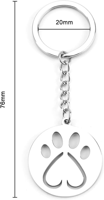 Dog Paw Print Keychains,Dog Keychain,Cute Animal Key Chain, Pet Keychains,Paw Keychain for Daily