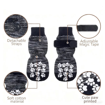 4 Pcs Waterproof Anti-Slip Dog Socks, Suitable for Dogs & Cats Indoor Outdoor Wear Designed for Don'T like Shoes and Older Pets